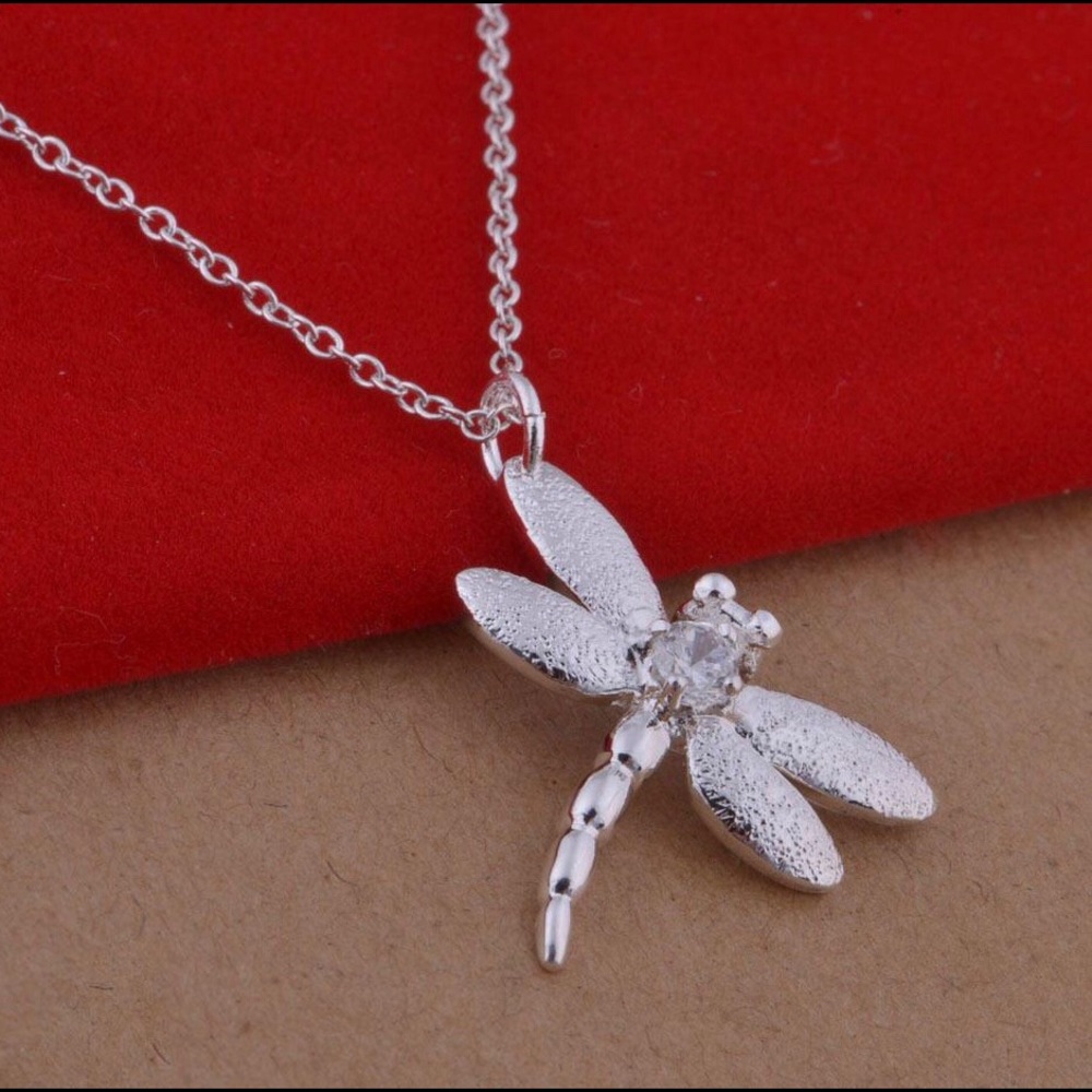 Silver plated dragonfly necklace